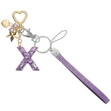 Initial Letter Keychain Letter-X Keychains Bling Love Star Key Chain Purple