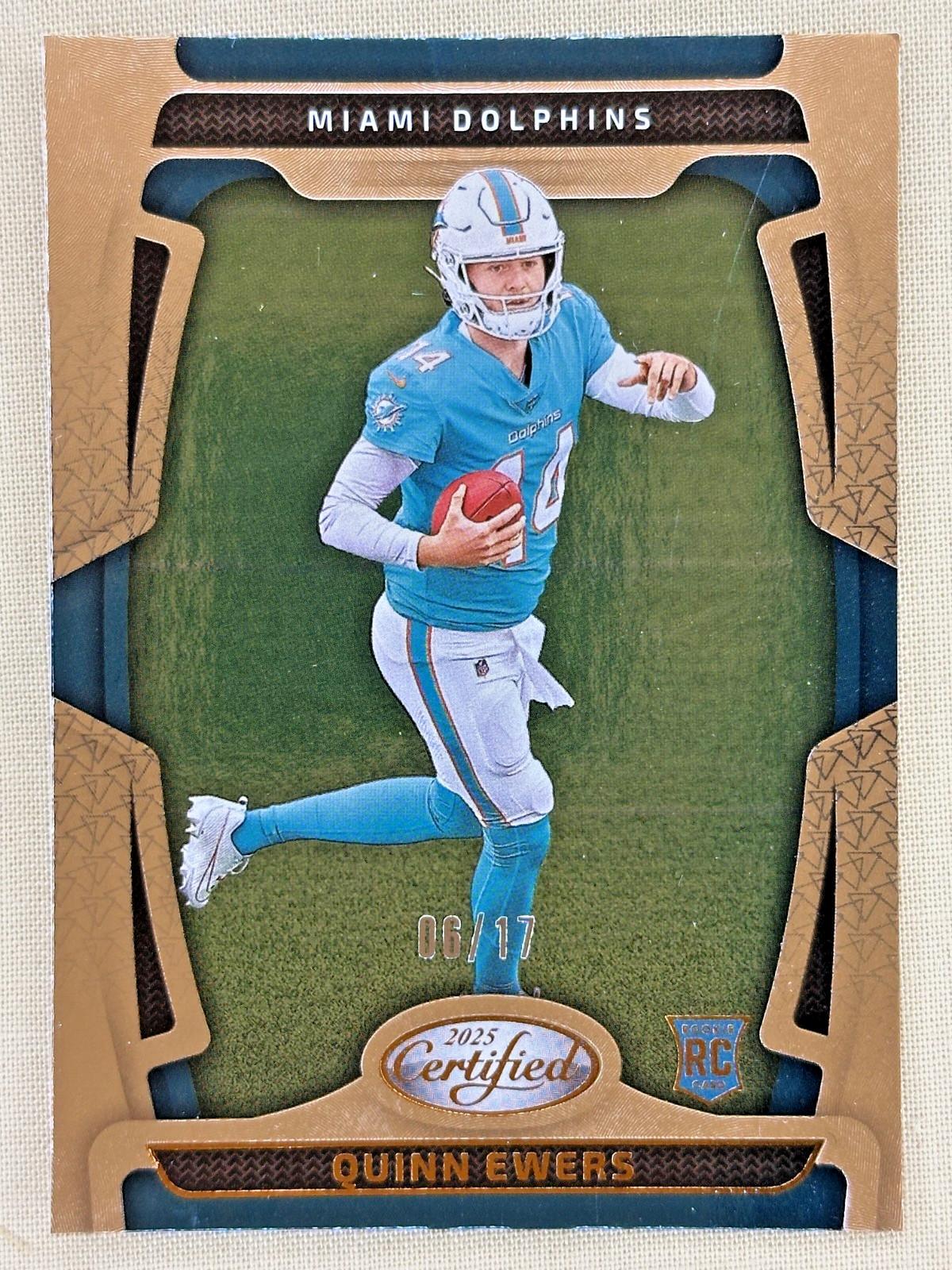 2025 Panini Certified Quinn Ewers RC Mirror Bronze FOTL /17 Miami Dolphins #111