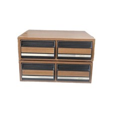 2 Vintage Faux Wood VHS Tape Storage Case/Drawers/Cabinet Each Holds 24 Videos