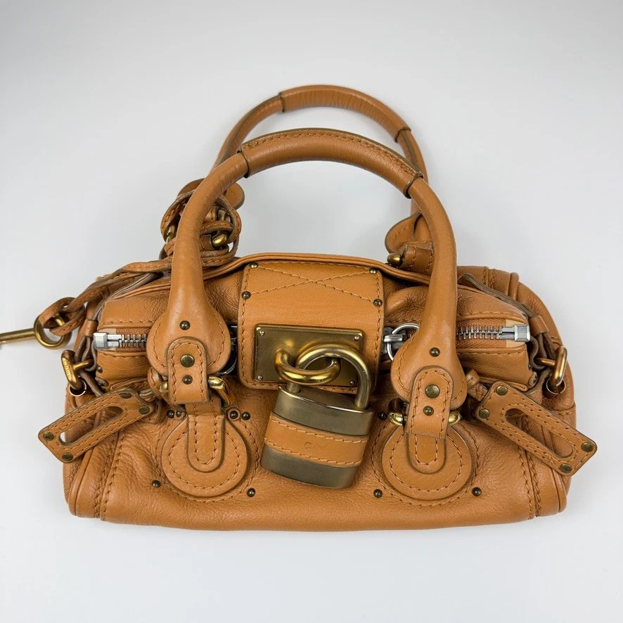 Auth Chloe Mini Paddington Handbag Bag Camel Leather Padlock Brown j62 - Image 4 of 4
