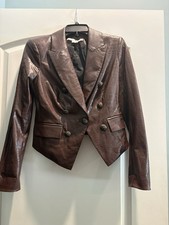 VERONICA BEARD Dickey Cooke Vegan Leather Jacket Brown Chicory- Women Sz 2