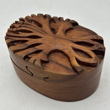 Hand Crafted Wooden Puzzle Trinket Box Tree Of Life Albesia Mahogany