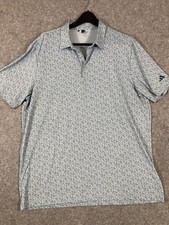 Adidas Polo Shirt Mens XL White Floral Short Sleeve Golf Performance Logo