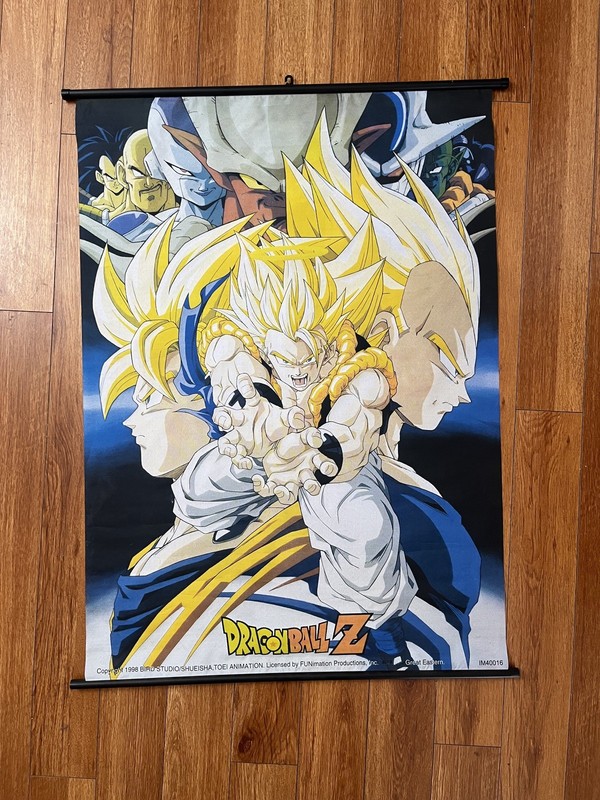 Vintage Dragon Ball Z Wall Scroll Gogeta Vs The World 1998 Fabric Tapestry
