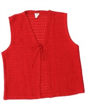 C  A Womens Sleeveless Cardigan Sweater EU 42 Large Red Acrylic BI23