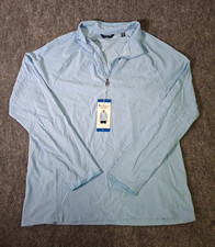 Ben Sherman Men's Quarter Zip Active Stretch Sport Long Sleeve, Blue, Large, New