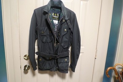 BARBOUR- A132 BEACON WAXED COTTON JACKET -WITH BELT - MADE IN UK--SIZE 34 - RARE