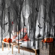 1.5x10.16M Halloween Creepy Cloth Black Halloween Scary Spooky Cloth Large Size