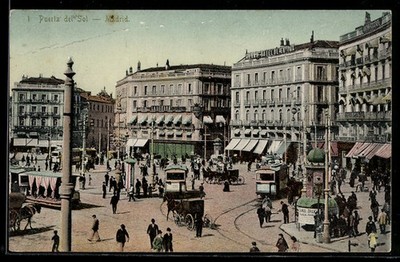Madrid, Puerta del Sol, Ansichtskarte 1908 
