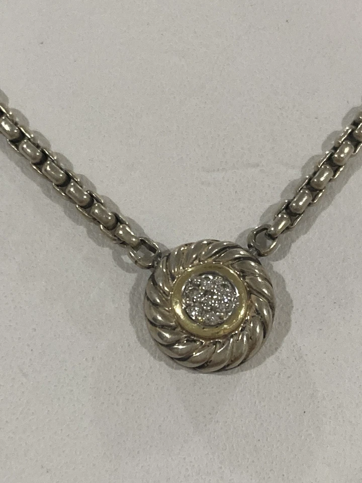 David Yurman 925 Sterling &18k Yellow Gold Diamonds Cookie Pendant - Image 2 of 4