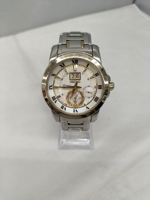 Seiko Premier 7D56-0AB0 Stainless Steel Kinetic Mens Watch Authentic Used JAPAN