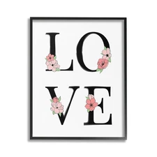 Love with Floral Letters Framed Giclee Art by Martina Pavlova