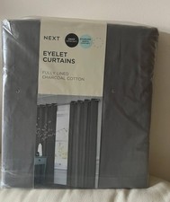 Grey Charcoal Lined Cotton Eyelet Curtains 117(46)w*137(54)d Next