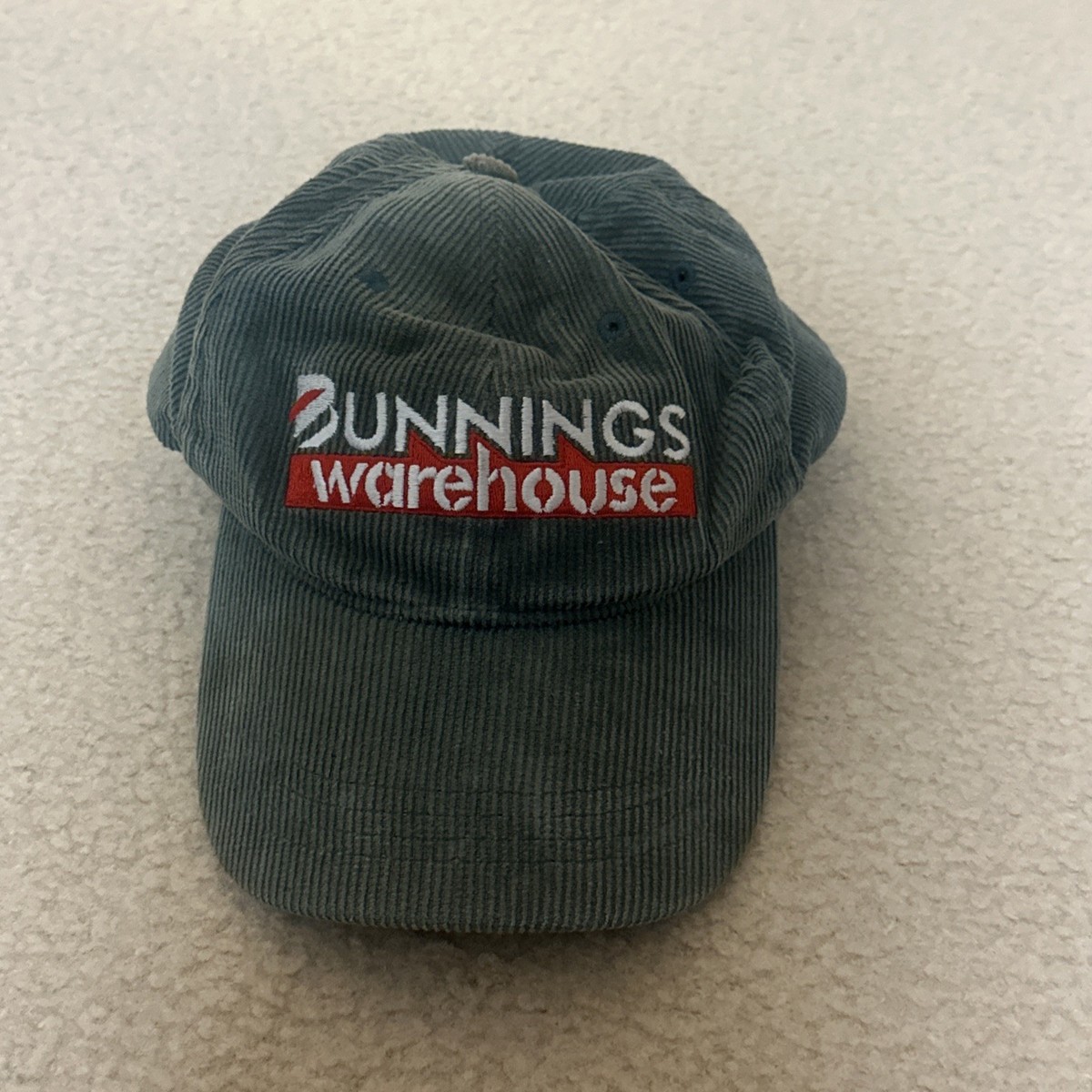 Bunnings Warehouse Cap Green Corduroy Adjustable Hat, Unisex