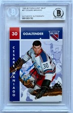 1995-96 Parkhurst “66-67” #97 Cesare Maniago Beckett Authentic Auto - Rangers