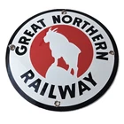 Vintage Great Northern Railway Sign - Train Rail Porcelain Station Gas Sign