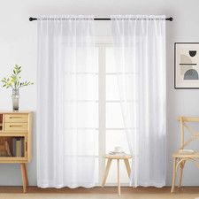 White Sheer Curtains for Bedroom 84 Inches Long 2 Panels Set, Light Filtering El