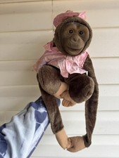1980s Vintage Monkey Ape Chimpanzee Chimp Plush Hand Puppet Long Arms Clothes
