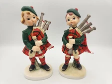 Lefton VTG Scottish Boy & Girl Bagpipes 3930 Japan 1960s Girl Repaired SEE PICS