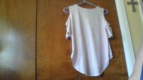 Btween Size 12 Cold Shoulder Pink Striped Shirt Sequin SHOOT FOR THE STARS *Flaw - Picture 10 of 24
