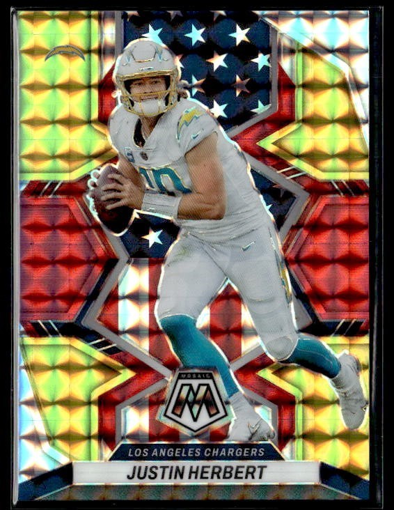 L33,875 - 2022 Panini Mosaic Choice Fusion Red Yellow #254 Justin Herbert /80