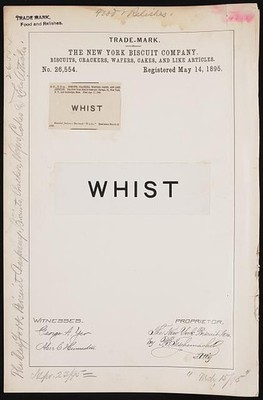 The New York Biscuit Company for Whist brand Biscuits, Crackers, Wafers, Cakes,