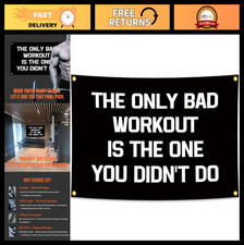 Inspirational Gym Banner 5x3 FT Motivational Fitness Tapestry for Home, Garage