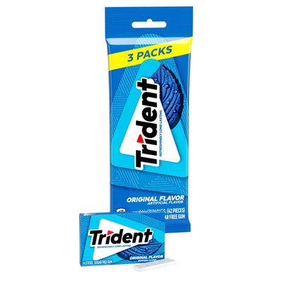 Trident Sugar Free Original Gum 14 Pieces 3 Wallet Packs