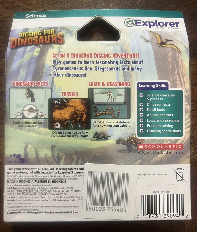 LeapFrog Leapster Learning Science Game Scholastic Digging for Dinosaurs NEW - Image 2 of 2