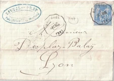 GARD - CONVEYOR STATION - BES. NIM. - JANUARY 8, 1877 ON 25c SAGE (P1)