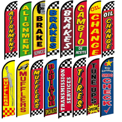 Auto Mechanic Shop Windless Full Sleeve Business Flags Oil Change Muffler Tires