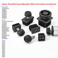Square Tube Inserts End Caps Adjustable Table Foot Furniture Leveling Feet M6 M8