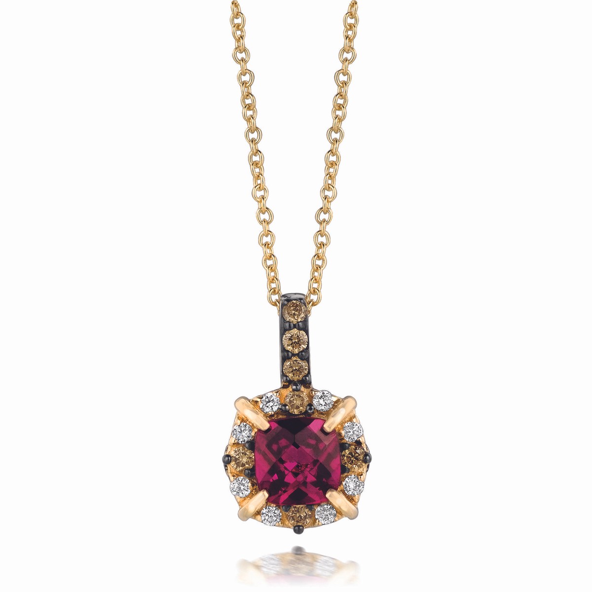 14k Gold Rhodolite Garnet & 1/8 CTW Diamond Halo Ring - Rose, Yellow or White 14k Gold Rhodolite Garnet & 1/8 CTW Diamond Halo Ring - Rose, Yellow or White