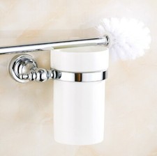 Chrome Brass Bathroom Accessories Wall Mounted Toilet Brush Holder Set eba906