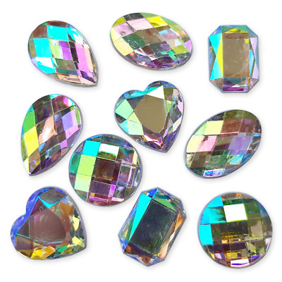 40Pcs Mixed Faceted Oval Acrylic Rhinestone Point Back Random 8x10mm 40Pcs Mixed Faceted Oval Acrylic Rhinestone Point Back Random 8x10mm