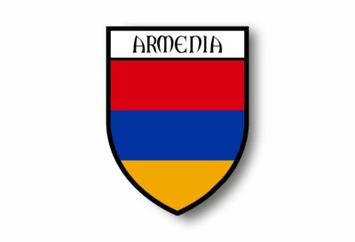 Autocollant Drapeau Arménie 3D En Résine - Dimensions 80x65mm, Contour Chrome, Résistant Aux Intempéries - 4