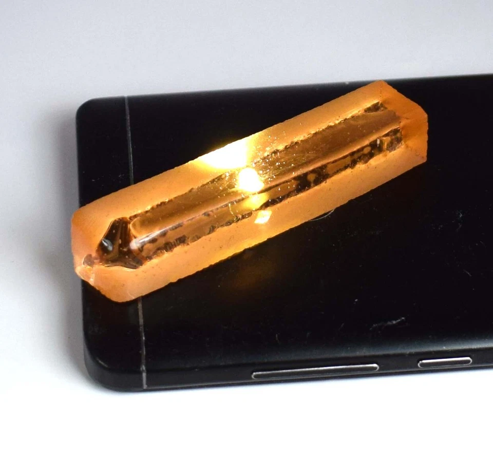 Rebanada de piedras preciosas de topacio naranja brasileño de 100 quilates con certificación AD447 venta de vacaciones Foto 3 de 4