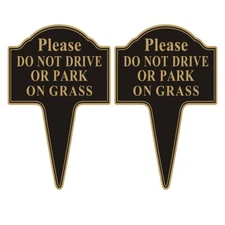 Do not Drive or Park on Grass Sign 2-Pack 12”x18” Stay Off Grass Sign with In...