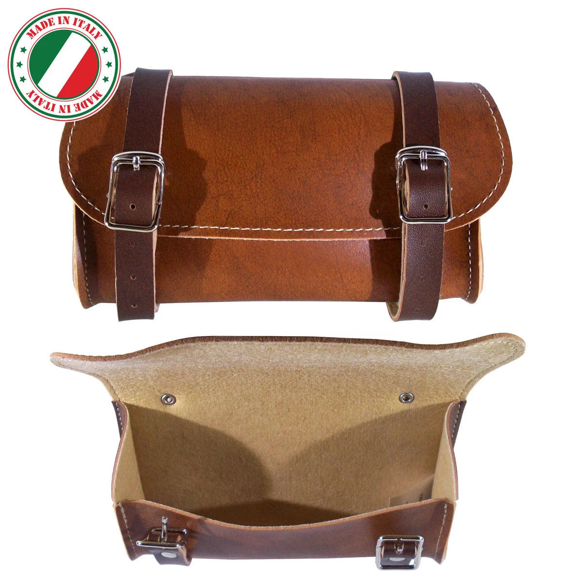 SACOCHE DE SELLE VELO MARRON SIMILI CUIR BOUCLE VINTAGE RETRO