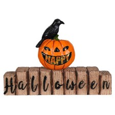"Happy Halloween" Jack-O'-Lantern  Crow Tabletop Decor