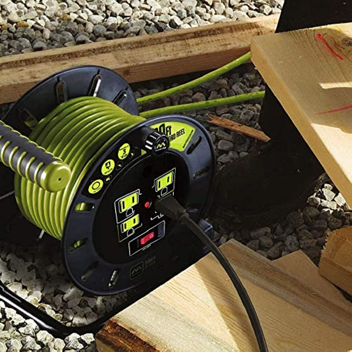 Masterplug Power At Work Four Power Outlets, Open Cord Reel with ...