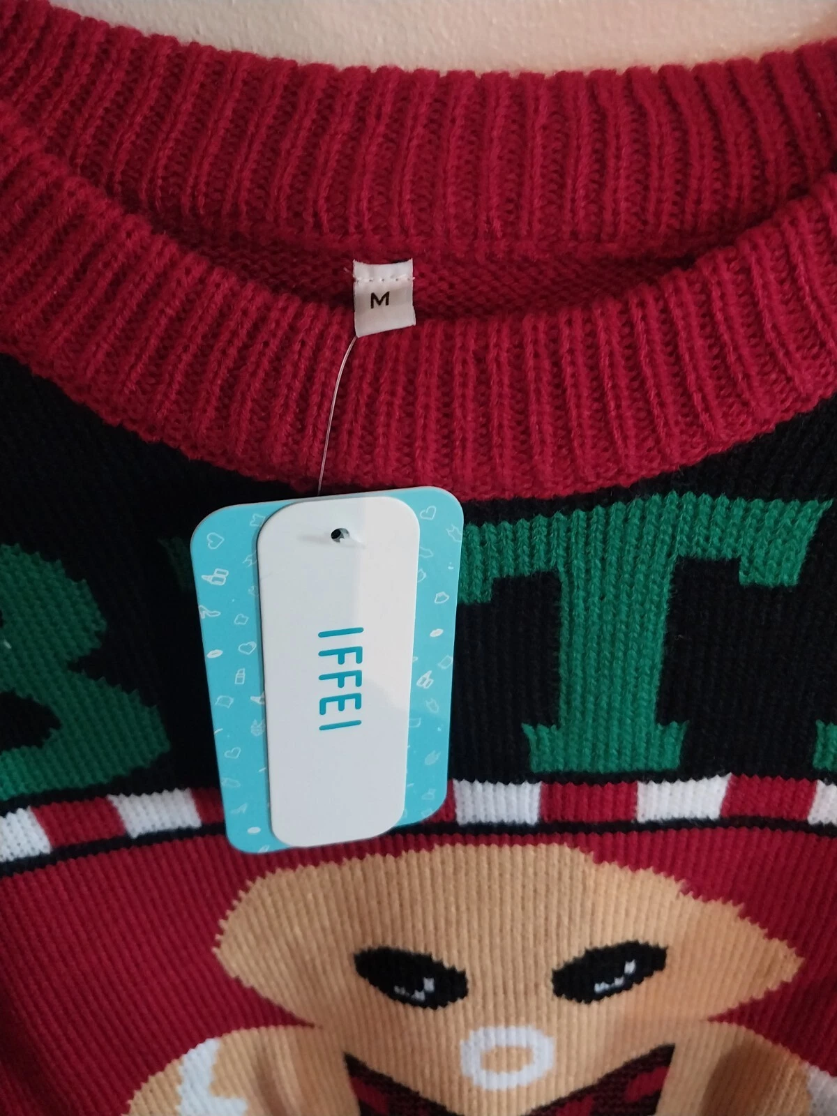 Womens Ugly Christmas Sweater  Size Med Bite Me Gingerbread Man