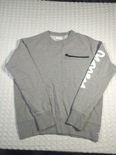 Mens Medium Money Grey Sweater Jumper Top With Front Zip Pocket Smart Casual