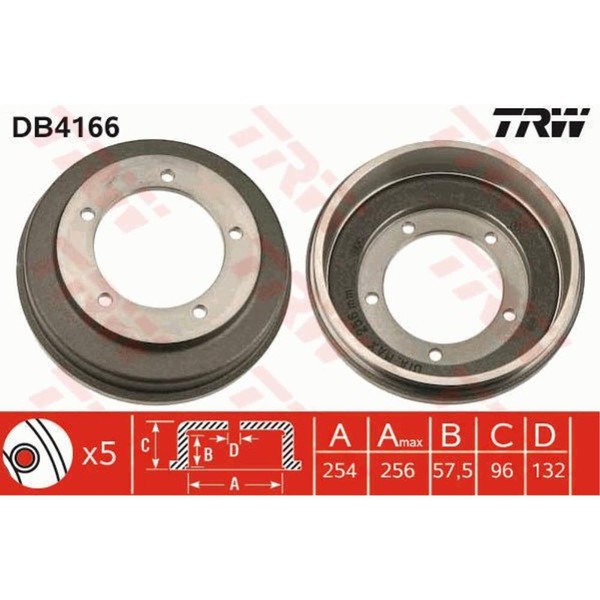 TRW Bremstrommeln Hinten Ø160Mm FüR Ford Transit Pritsche/Fahrgestell T__ E_-image