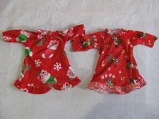 Lot 2 Kohl's One Size Doll Christmas Night Gowns, Kitten Stocking/Reindeer r