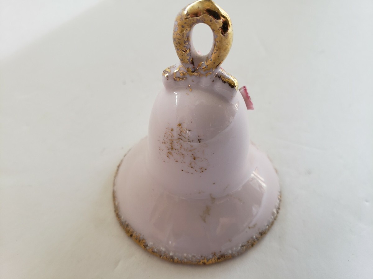 VINTAGE MADE IN JAPAN BELL WITH FLOWERS AND RHINESTONES ORIGINAL