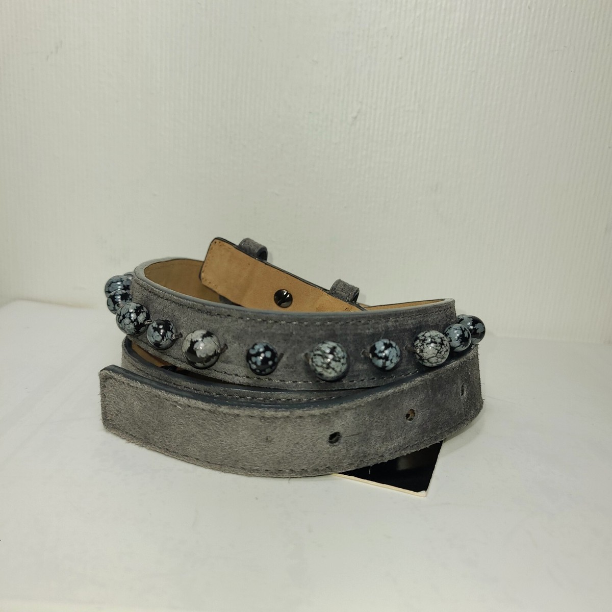WORTH NEW YORK SUEDE LEATHER PEARL GRAY BELT SIZE MEDIUM | eBay display picture 2