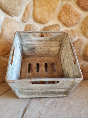 テント・タープ Vtg wire l milk crate USA 70's Vintage Galvanized Metal Milk Crate 1950's - PINKERTON'S Home
