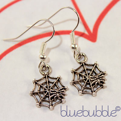 FUNKY SPINNENNETZ OHRRINGE MAGIC HORROR KITSCH GRUSELIG GRUSELIG KOSTÜM GOTH EMO 