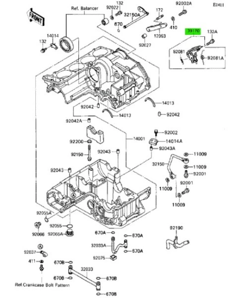 96-01 Kawasaki Ninja ZX11 ZX1100 tensioner adjuster assembly 39170-1059 - Image 2 of 2